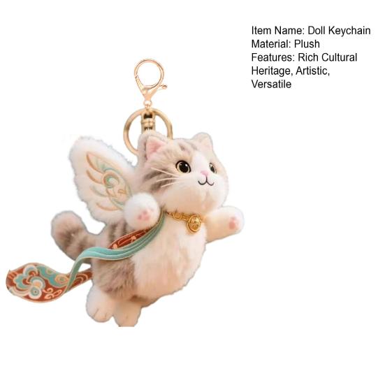Cute Plush Toy Dunhuang Nine-Color Deer And Flying Cat Embroidered Stuffed Animal Keychain Aesthetic Bag Charm Decorative Cultural Gift