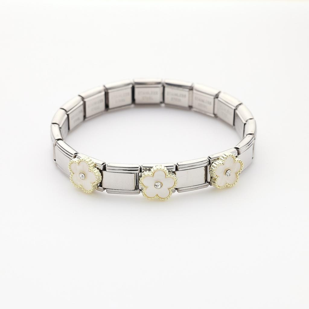 Stainless Steel Strap Stretch Five Leaf Flower Gold/Silver Bracelet Simple for Woman Girl New Trend Party Casual Jewelry Clover