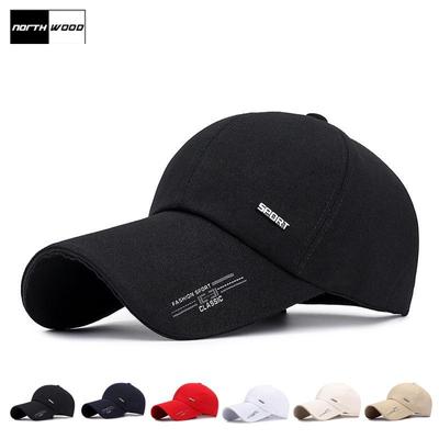 Berretto da baseball da uomo estivo in tela a tesa lunga da 10,5 cm Berretto da camionista Cappello snapback in osso Berretti da pesca all'aperto