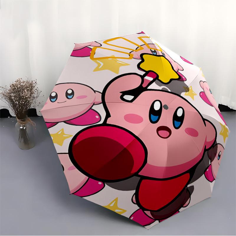 1pc Kitty Kirby Automatic Folding Umbrella, 8 Ribs for All-Season Use, Portable for Travel & Outdoor Activities 002