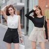 High Waist Slimming Women's A-Line Wide Leg Suit Shorts for Spring/Autumn