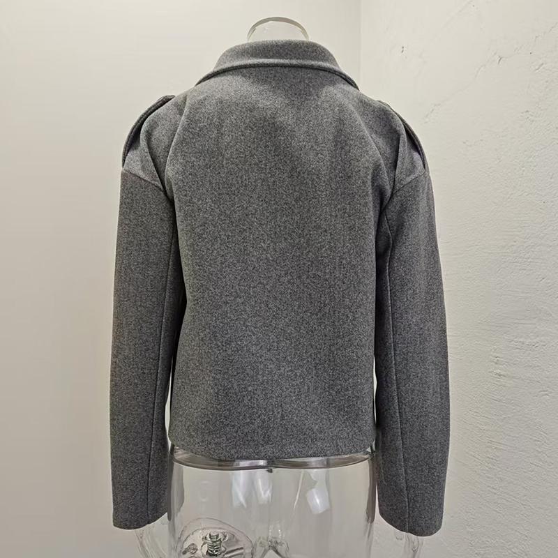 Women Fashion Winter Warm Comfortable Long Sleeve Tailored Collar Solid Color Woolen Coat Outerwear