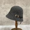 Japanese Autumn Simple Belt Knitted Bucket Hat Women'S Casual Versatile Thermal Basin Hat Bucket Hat
