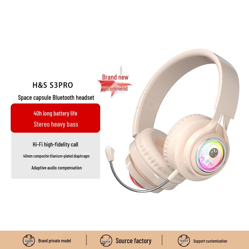 S5(M2) Astronaut Bluetooth Earbuds: Luminous Wireless Gaming Headphones with Heavy Bass