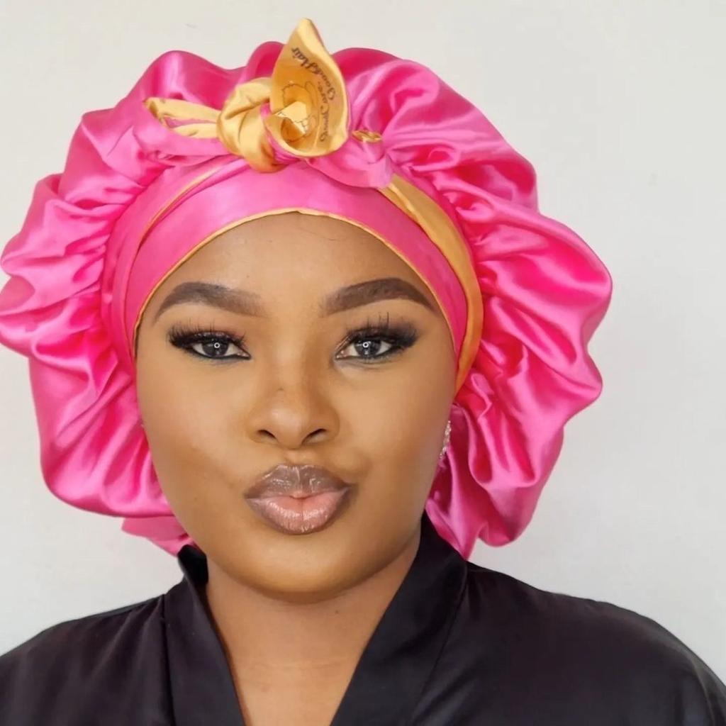Woman Sleeping Bonnets and Satin Hair Wraps Soft Silk Bonnet Long Tie Plain Hair Bonnet