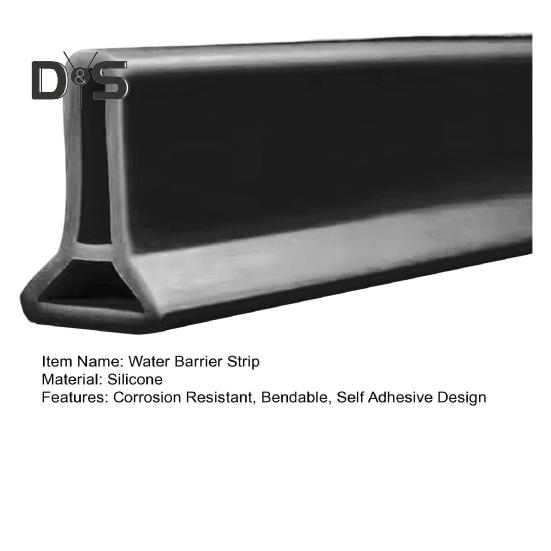 100/200CM Collapsible Shower Threshold Water Dam Self Adhesive Silicone Waterproof Barrier Strip Kitchen Bathroom Dry Wet Separation Bendable Water
