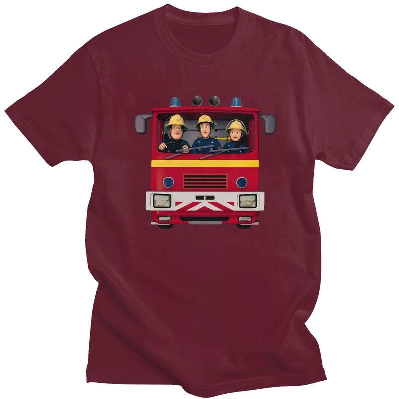 T-shirt Personalizzate Sam il Pompiere Uomo Cotone Puro Magliette Top T-shirt Maglietta Casual