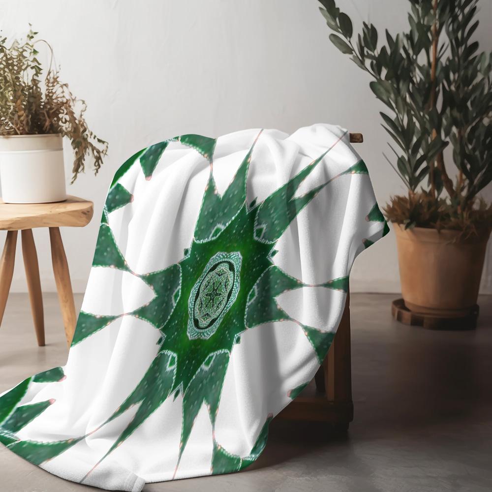 Iridescent Geometric Pattern Throw Blanket Abstract Teal Green Mosaic Design Sofa Bed Cover Decorative Throw Blanket