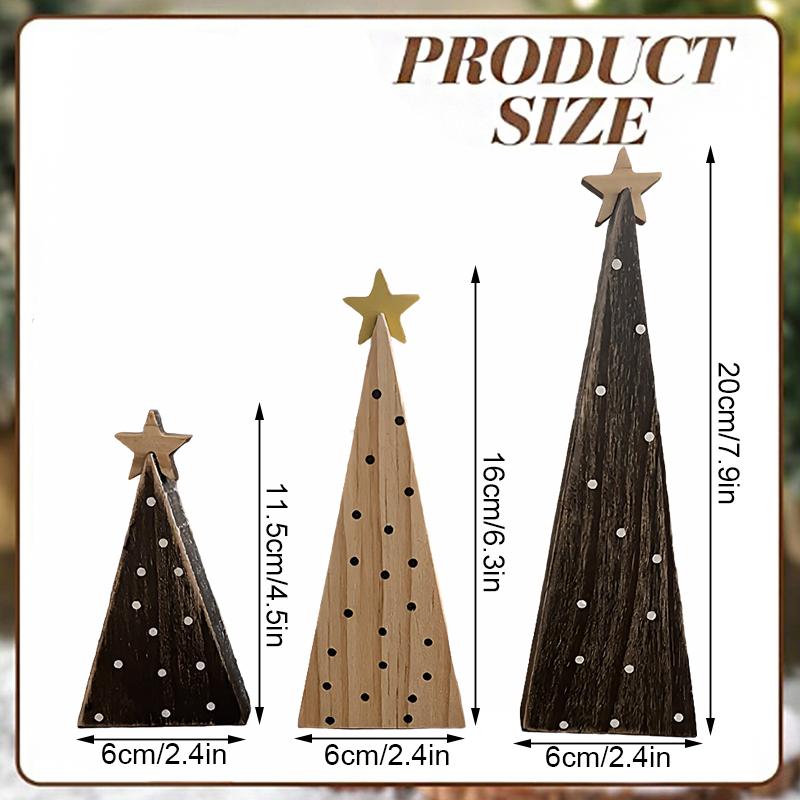 1 Sada Stolní Rustikální Dřevěná Ručně Vyráběná Ozdoba Dekorativní Strom Odolná Vánoční Slavnostní Řemeslo Kreativní