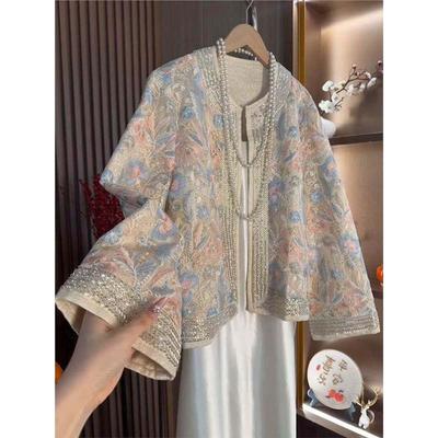 This Year's Popular Beautiful New Chinese Zen National Style Heavy Industry Jacquard Embroider Outwear Female Accessible Luxury Fancy Old Money Style