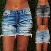 Women's Mid Rise Denim Shorts Straight Leg Distressed Frayed Hem Casual Summer Jean Shorts