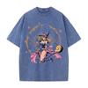 Harajuku Anime YuGiOh Tshirt Summer Short Sleeve Tee Shirt Dark Magician Girl Vintage Washed Cotton Tops Men Women Clothing