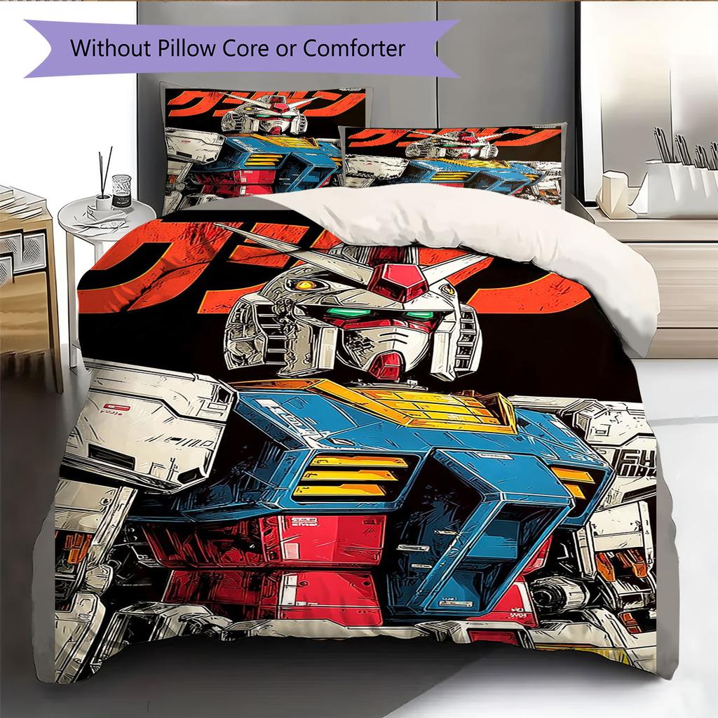 Cool Gundam Pattern Bedding Set 3Pcs Printed Duvet Cover Set Boys Bedroom Bed Set No Sheet No Comforter Core