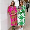 2025 European & American Autumn Women's Long-Sleeve Printed Woolen Coat with Colorful Lapel