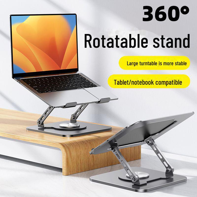"Verstellbarer 360° drehbarer Laptopständer mit Wärmeableitung und Ablagefach"
