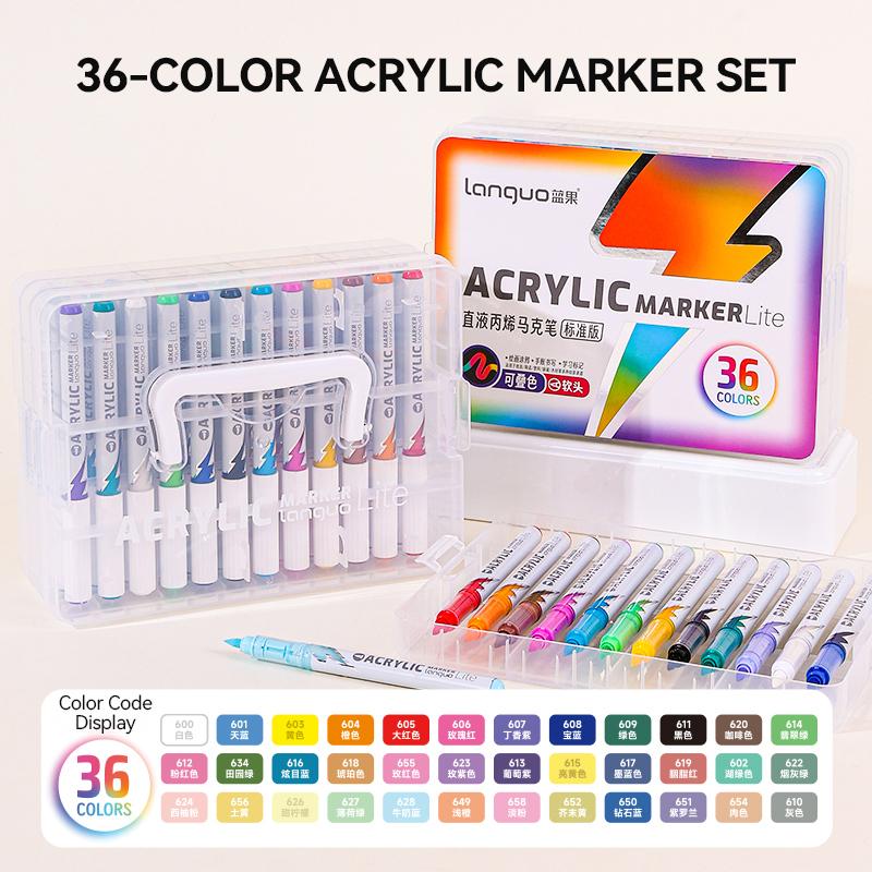 LANGUO 48/72/96 Colors Direct Liquid Colors Acrylic Paint Pens Brush Marker Pen for Student DIY Graffiti Drawing Painting Pen
