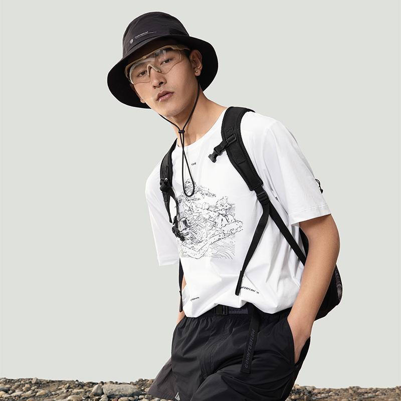 Li Ning CF Round Neck Pullover Letter Print Pattern Short Sleeve T-Shirt Men Tops Standard-White ATSU595-1