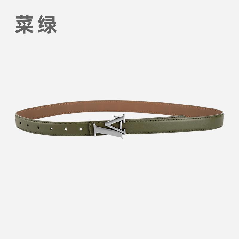 Alloy Alphabet Board Buckle Leather Belt Women'S Premium Pants Belt Women'S