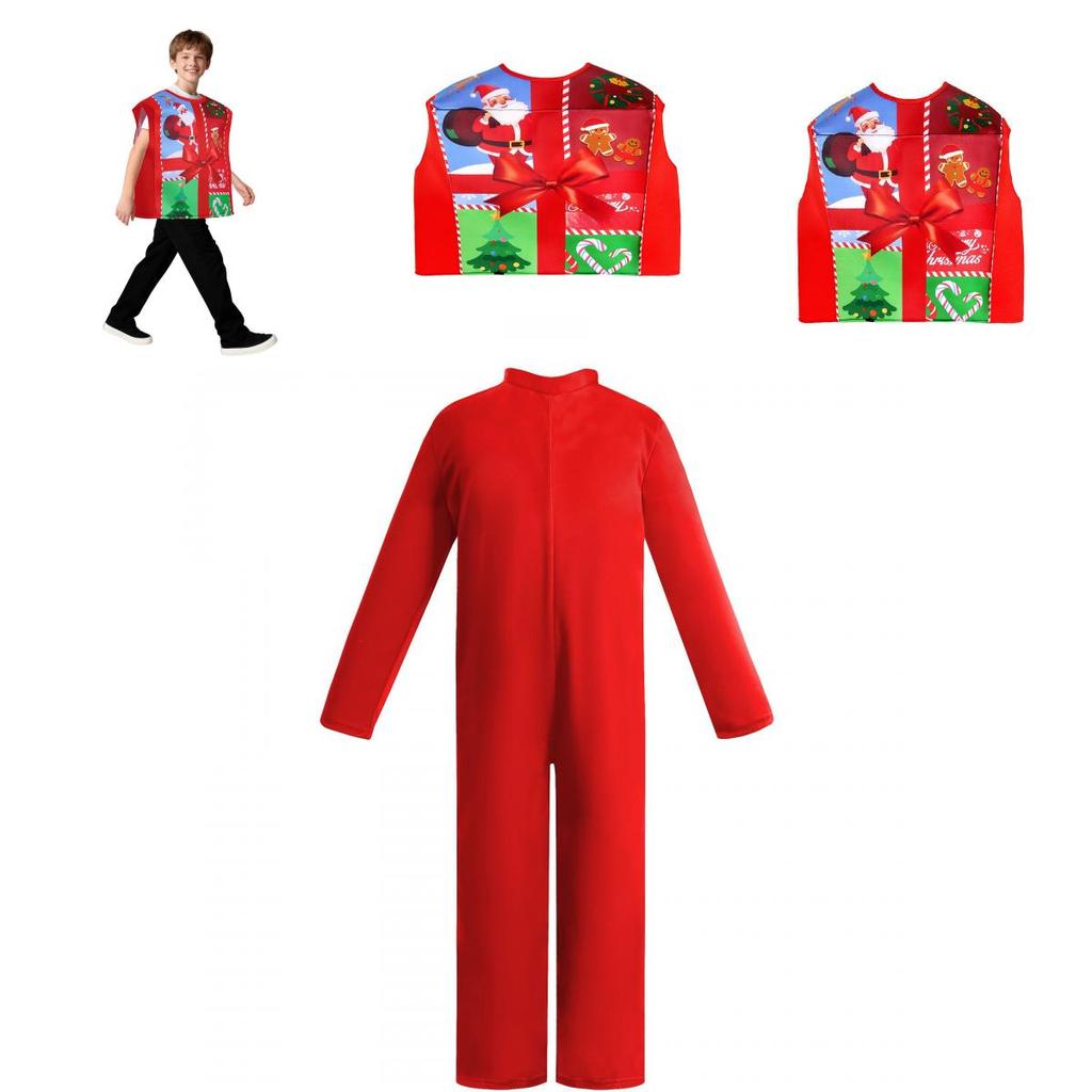 Christmas Gift Box Costume For Kids With Sponge Material For Holiday Stage Performances