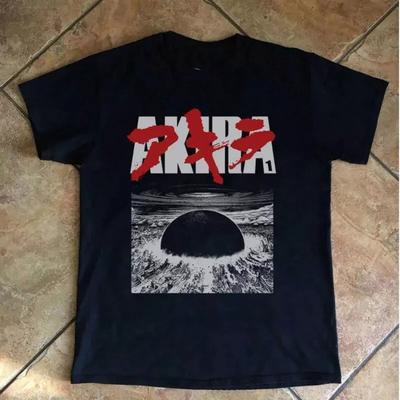 Koszulka Vintage Akira 1989 Film Anime Koszulka T-shirt Damska i Męska Czarna Koszulka Bawełniana Unisex Koszulka