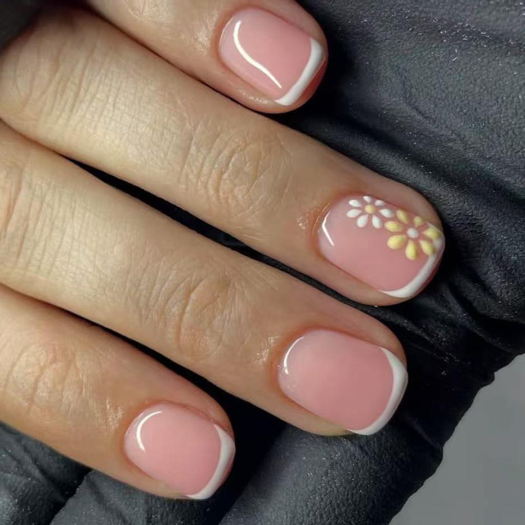 Quadratische Aufklebenägel Blume Falsche Nägel Aufklebenägel in 12 Größen 24 Stück Französische Nagelspitzen für DIY Nagelkunst Dekorationen