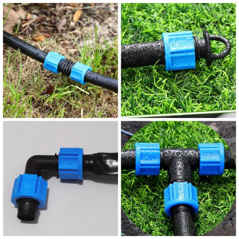 12pcs PE Drip Irrigation Tubing Connector Kit Garden Hose End Caps Straight Elbow T-Shape Dual-Lock Connector Garden Accessories
