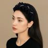 Wide Women Hair Hoop Rhinestone Wrinkle Headband Simple Black Hairband  Party