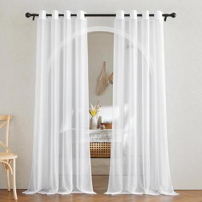 1pc White Sheer Tulle Curtains for Living Room, Grommet Top Semitransparent Balance Privacy and Light Vertical Sheer Drapes for Living Room Bedroom