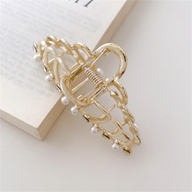 Korean Alloy Hair Accessories Metal Crown Pearl Rhinestone Metal Claw Hair Clips