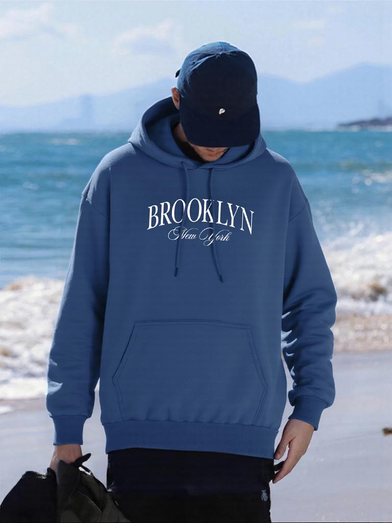Brooklyn New York Letter Printing Men Hoodie Pocket All-Match Hoody Multicolor Casual Man Pullovers Autumn Fleece Clothing