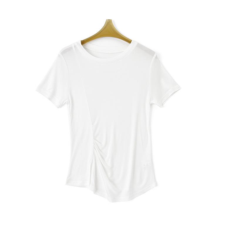 

Yu Yue Women s Silk Short-Sleeve Round Neck T-Shirt XXXL білий
