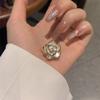 French Retro Niche Design Camellia Index Finger Flower Ring Women'S Light Luxury Exquisite High Temperament Fashion Personality