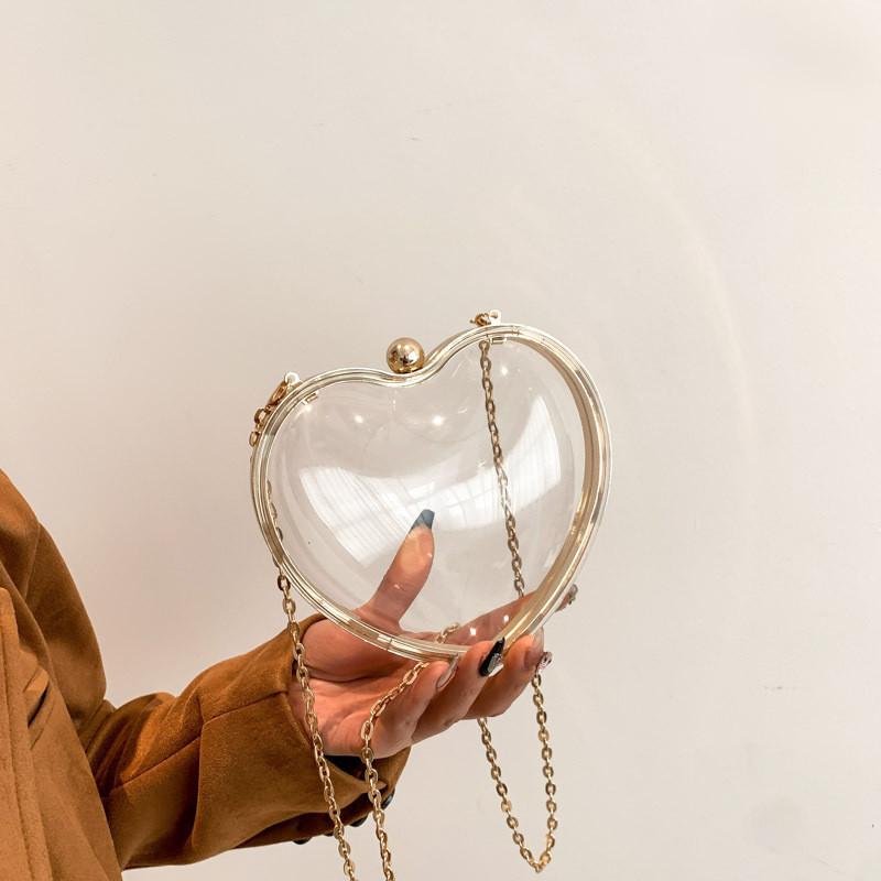 Fashionable Transparent Acrylic Evening Shoulder Bag With Lock Closure And Cell Phone Pocket