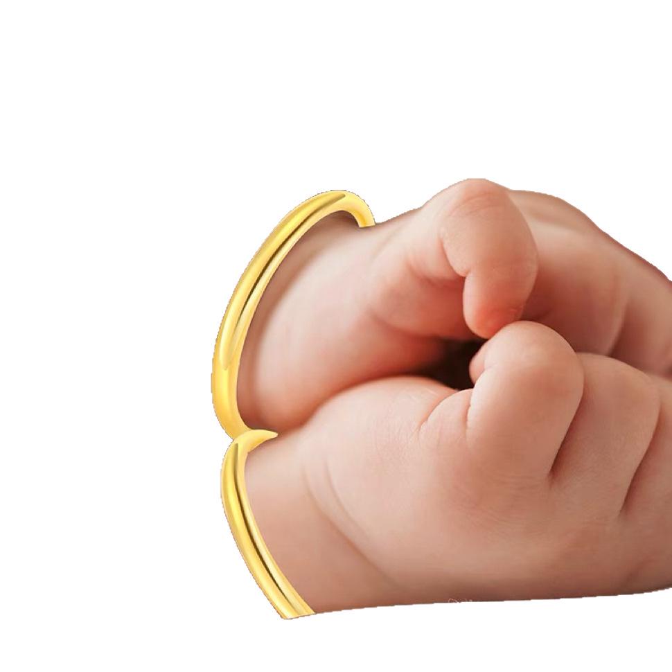 Gold Peace Snake Year Bracelets for Toddlers - Adjustable Push-Pull Design, Perfect First Birthday Gift (One Pair)