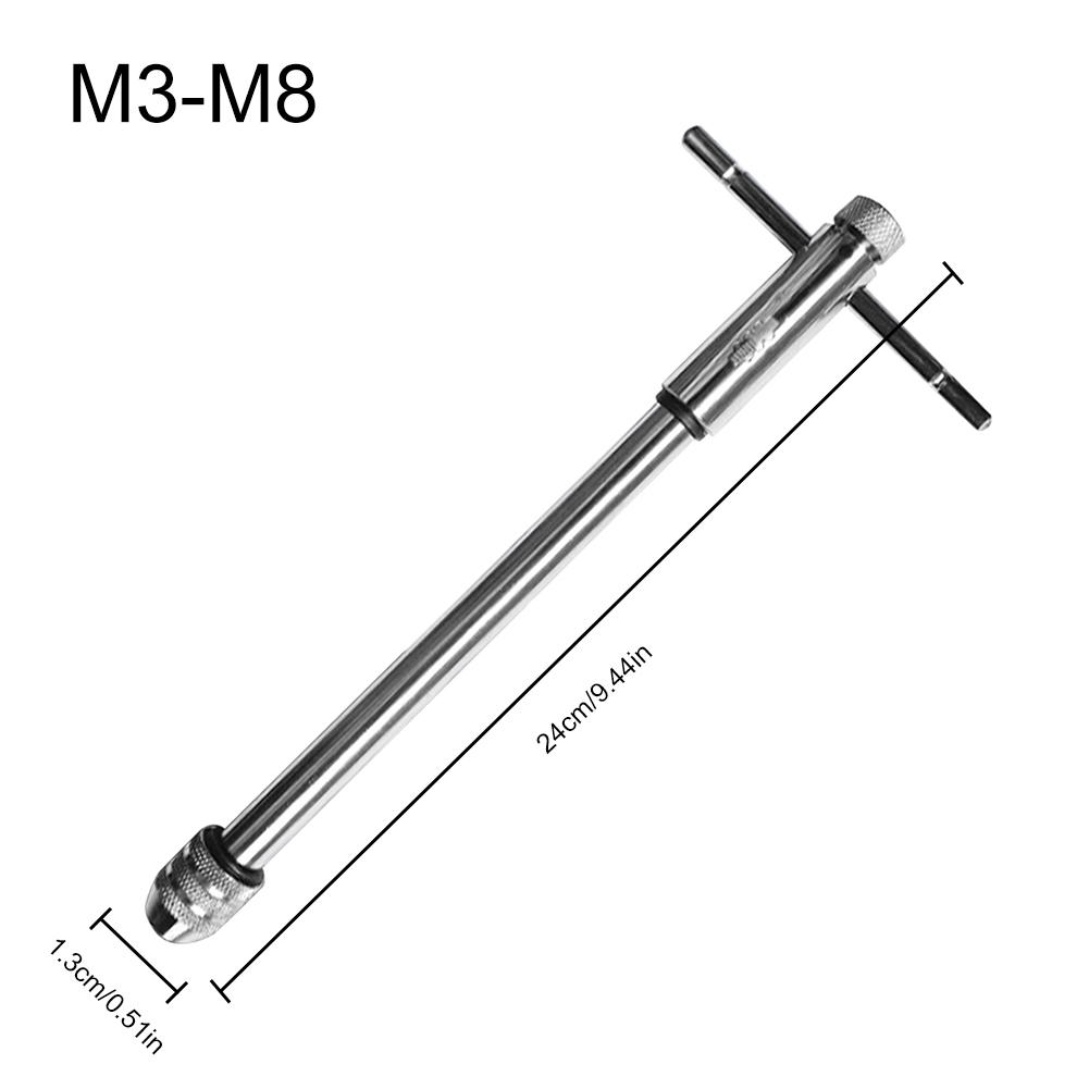 Adjustable T-Handle Ratchet Tap Wrench Reamer Hand Manual Holder Wrench M3-M8 M5-M12 Metric Tap Wrench T-Tap Ratchet Wrench