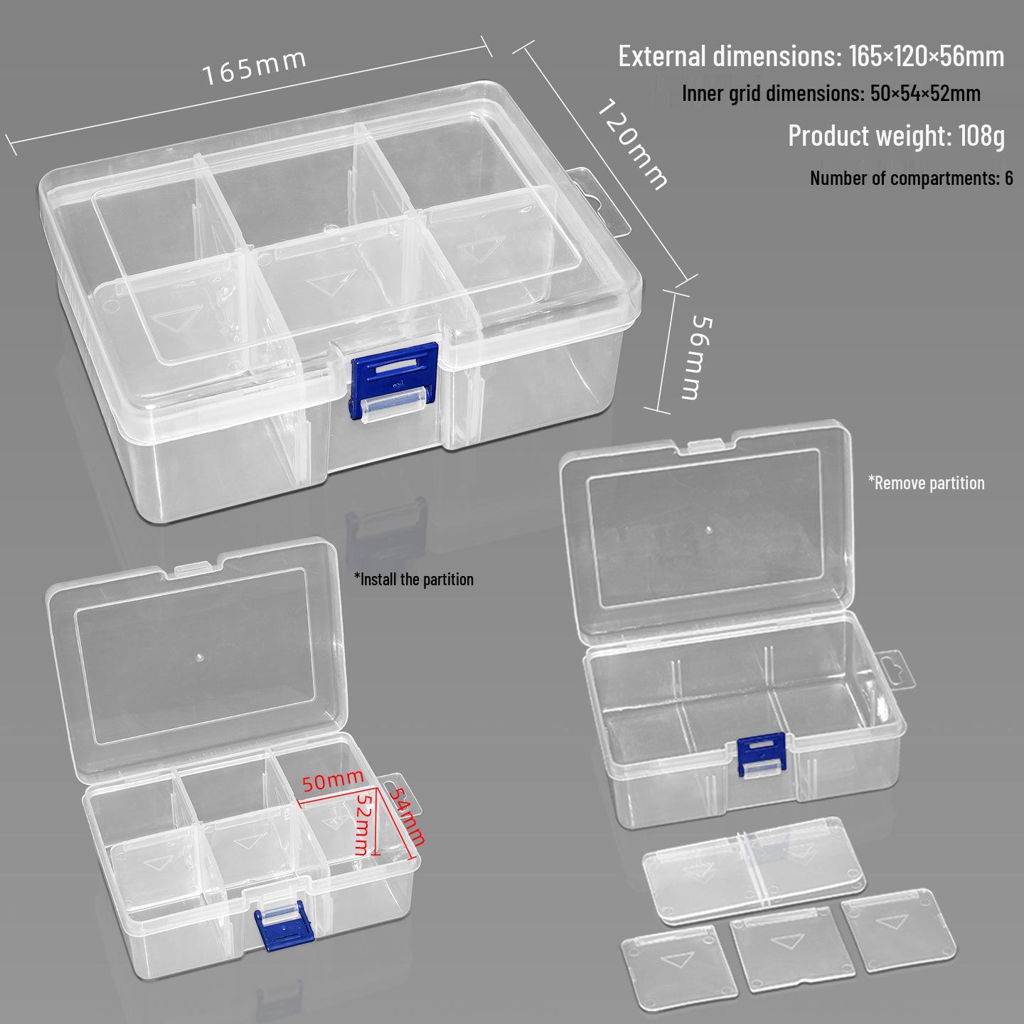 Transparent Multi-Compartment Storage Box for Electronics and Accessories