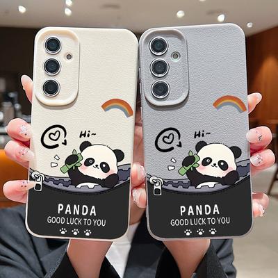 Ledertextur Schöner Panda-Druck Schlanke, weiche Hülle für Samsung S25 S24 FE S23 Ultra S22 A16 A15 A56 A55 A36 A35 A34 Stoßfeste, matte TPU-Telefonabdeckung