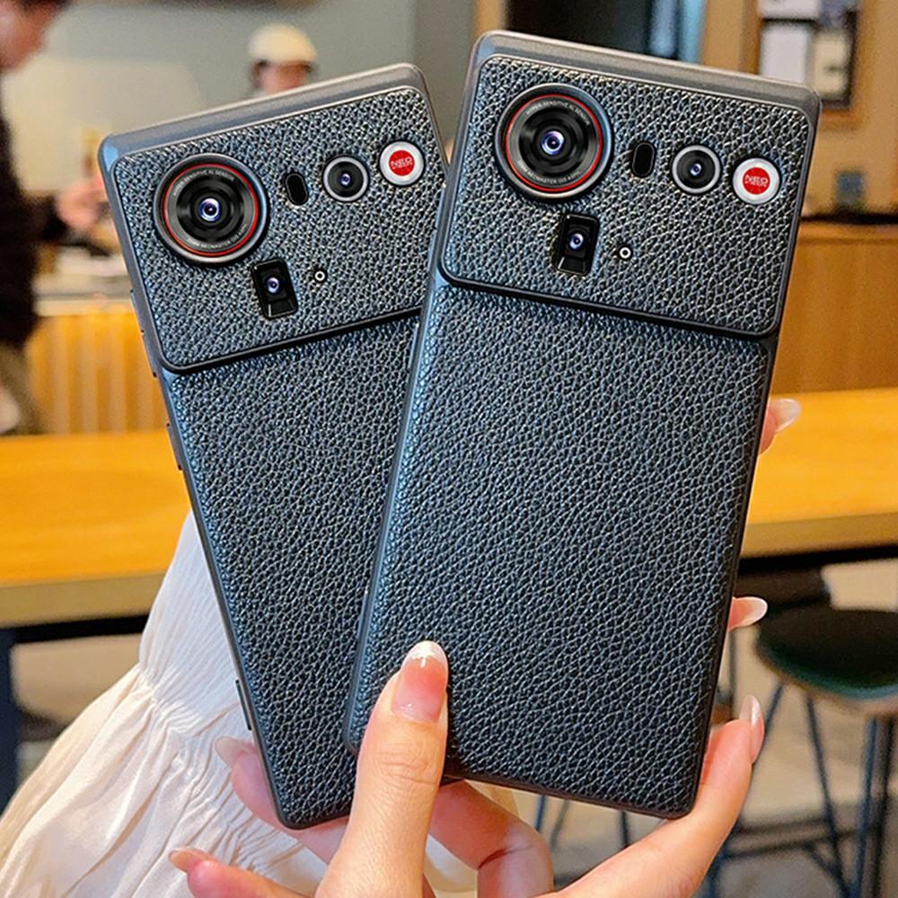 For ZTE Nubia Z80 Ultra 5G Case Litchi Texture Leather Coated TPU + PC Phone Cover with Black Edge