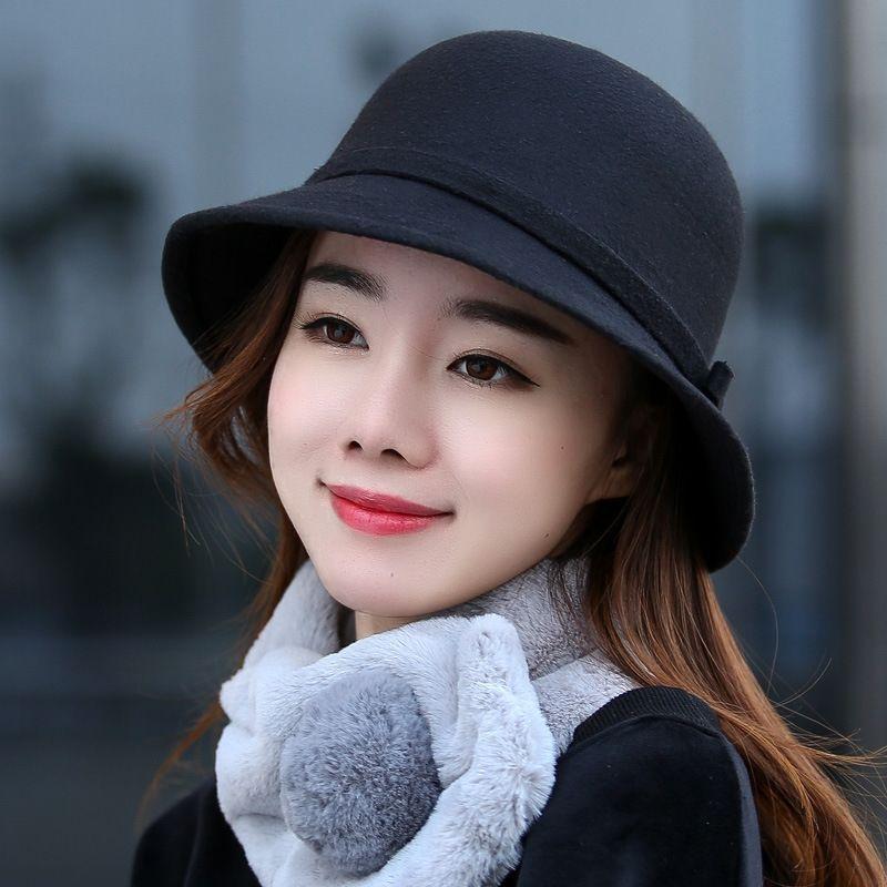 Retro Top Hat Women's Fashion British Woolen Hat Women's Autumn and Winter Felt Hat