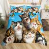 Kawaii Cat Duvet Cover Set for GirlsCute Cartoon Animal Kitten Bedding Set Lovely Romantic Theme Soft Comforter Cover Full Size