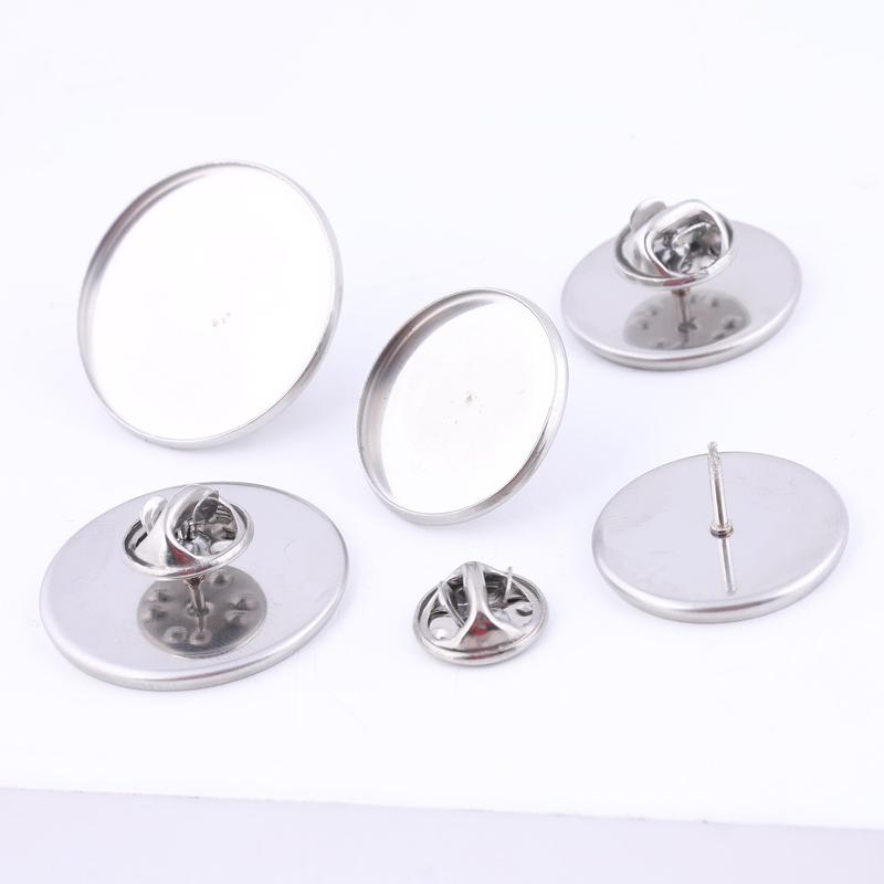 10pcs Stainless Steel Brooch Pin Backs Fit 20mm 25mm Cabochon Base Setting Blanks Diy Broches Making Accessories