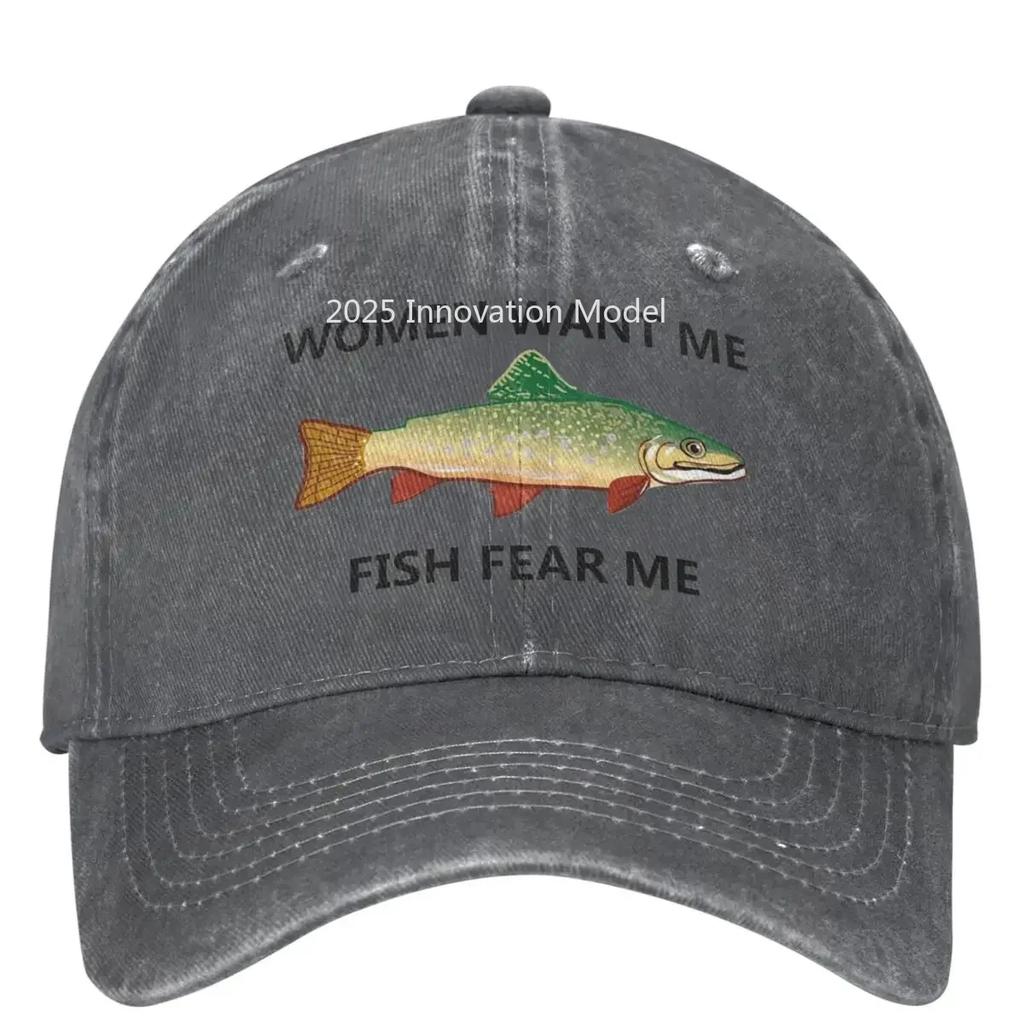 Women Want Me Casual Baseball Cap Spring Fish Fear Me Trucker Hat Wholesale Hunting Camping Cap Fashion Baseball Caps
