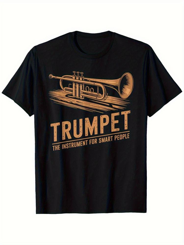 Jazz Trompete Grafik Trompete Das Instrument für kluge Leute Design 100% Baumwolle Rundhals Kurzarm Bedrucktes Herren T-Shirt