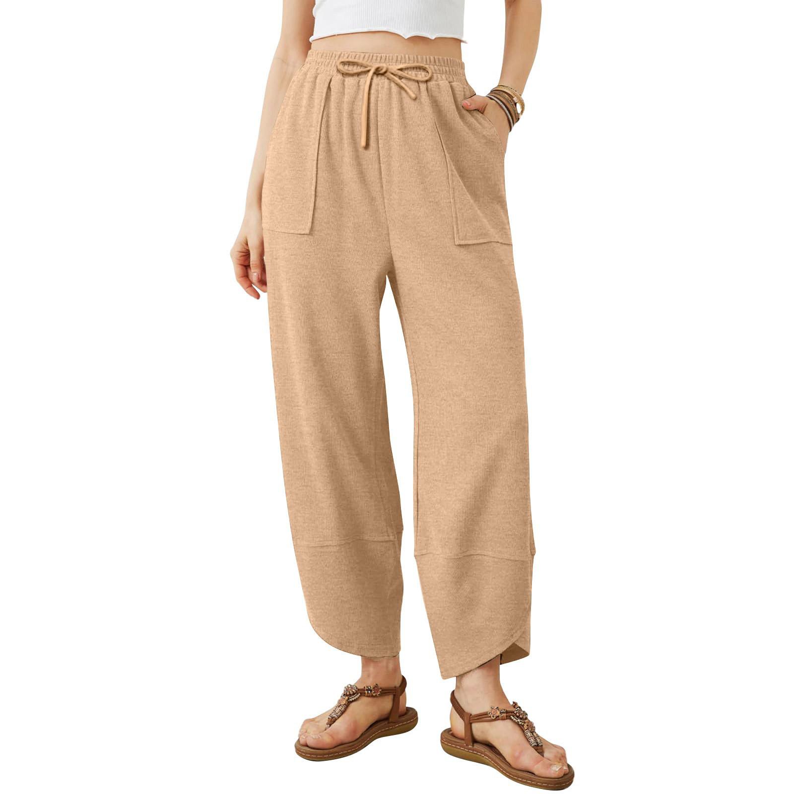 

Women s Straight Pants Fashion Casual Pants Nine Point Harlan Pants XL коричневий