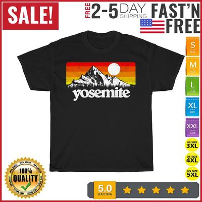 Maglietta Grafica Retrò Montagne e Sole Parco Nazionale di Yosemite Vintage Uomo Donna