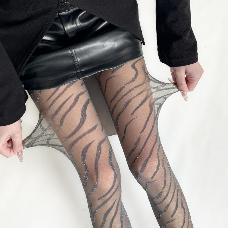 

Женские колготки с нерегулярными полосками, сексуальные колготки с зебровым узором, модные женские колготки, дышащая сетка, летний низ, длинные чулки, чулочно-носочные изделия One Size темно серый