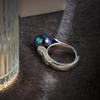 Luxury Niche Blue Pearl Shaped Ladies Adjustable High Quality Shiny AAA Ring Party Wedding Anniversary Gift Colorful Jewelry