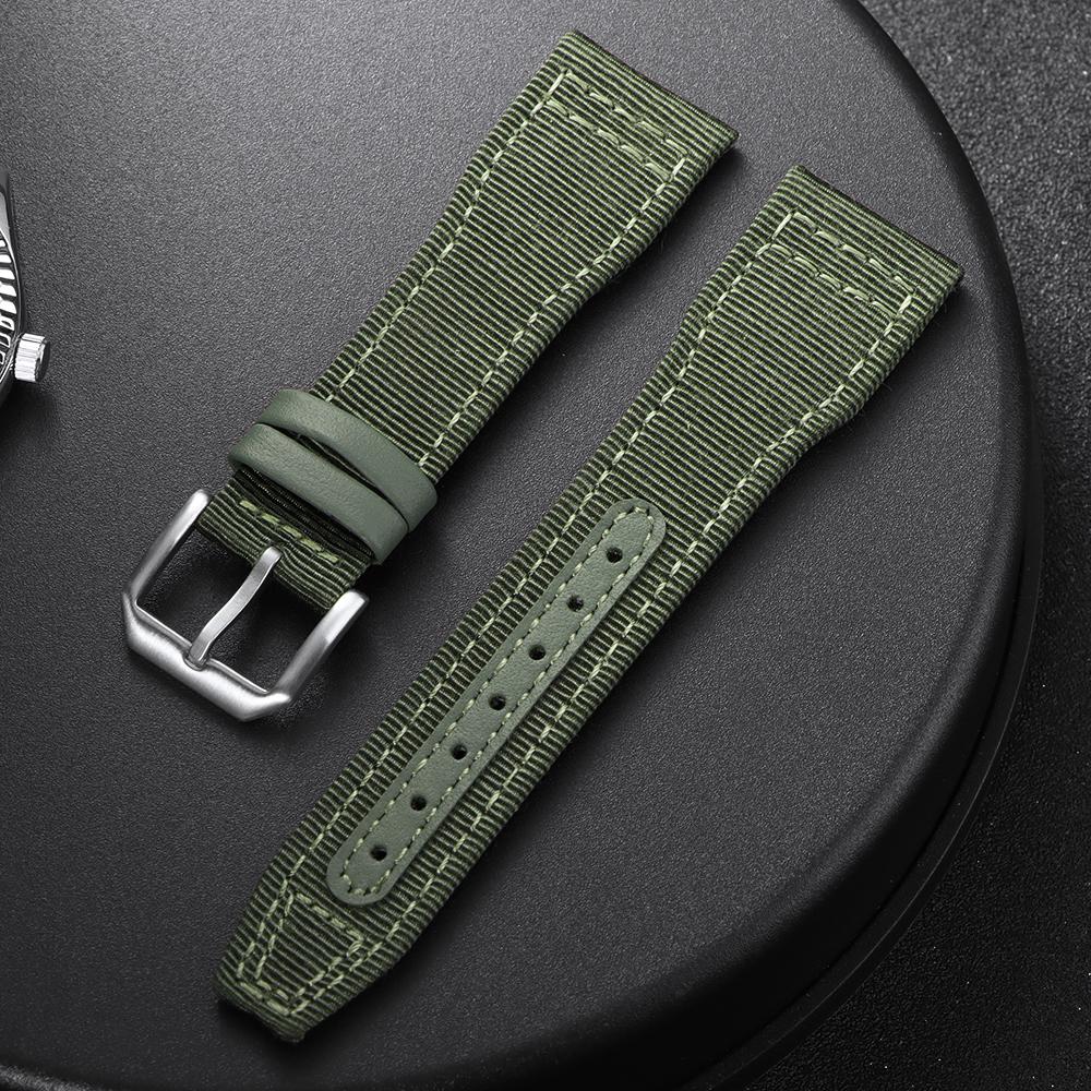 

20mm 21mm 22mm Nylon Canvas Watch Strap for IWC Pilot Waterproof Sailcloth Sport Watch Band Cowhide Men s Women s Wrist Bracelet 22mm армия зеленый