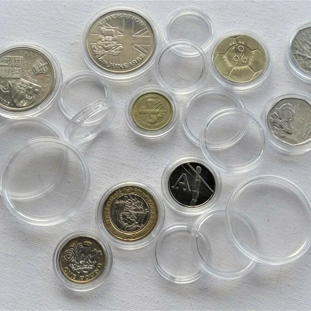 100pcs 32mm Clear Coin Storage Boxes Coin Collecting Box Case Coin Holders For Coins Storage Capsules Protection Boxes Container