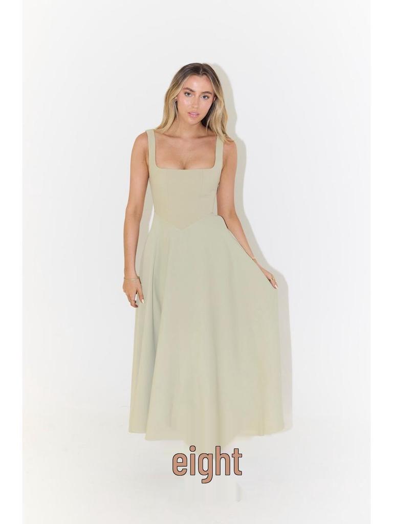Summer Sexy Solid Color Straps Slimming Mid-Length Dress